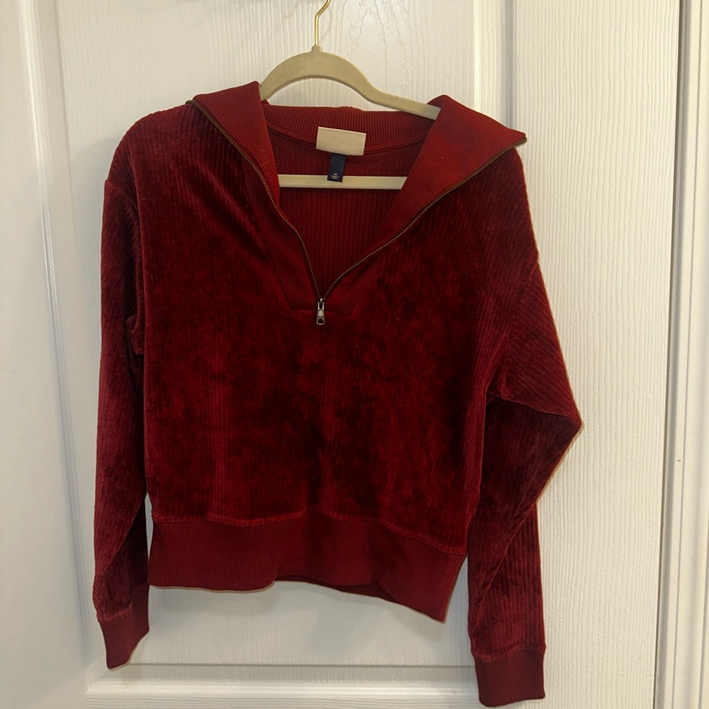 Universal Thread Women's Deep Red Half-Zip Sweater